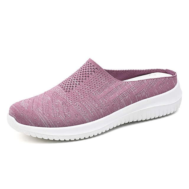 Women's Slip-Ons Plus Size Outdoor Daily Flat Heel Round Toe Casual Classic Minimalism Walking Shoes Tissage Volant Loafer Solid Color G-BQ6 gray G-BQ6 black G-BQ6 purple