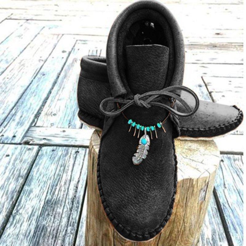 2022 Women Cowhide Leather Flat Heel Boots