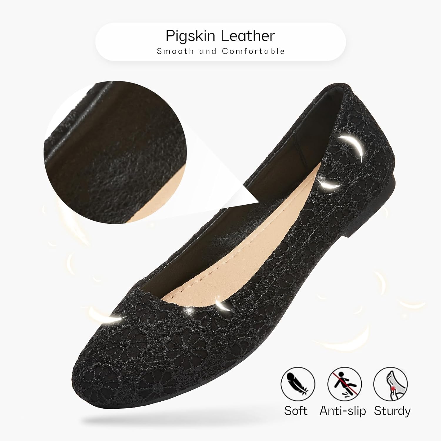 Dress Shoes for Women Round Toe Flats Shoes Lace Ballet Flats Dressy Comfortable Foldable Flats Low Heel