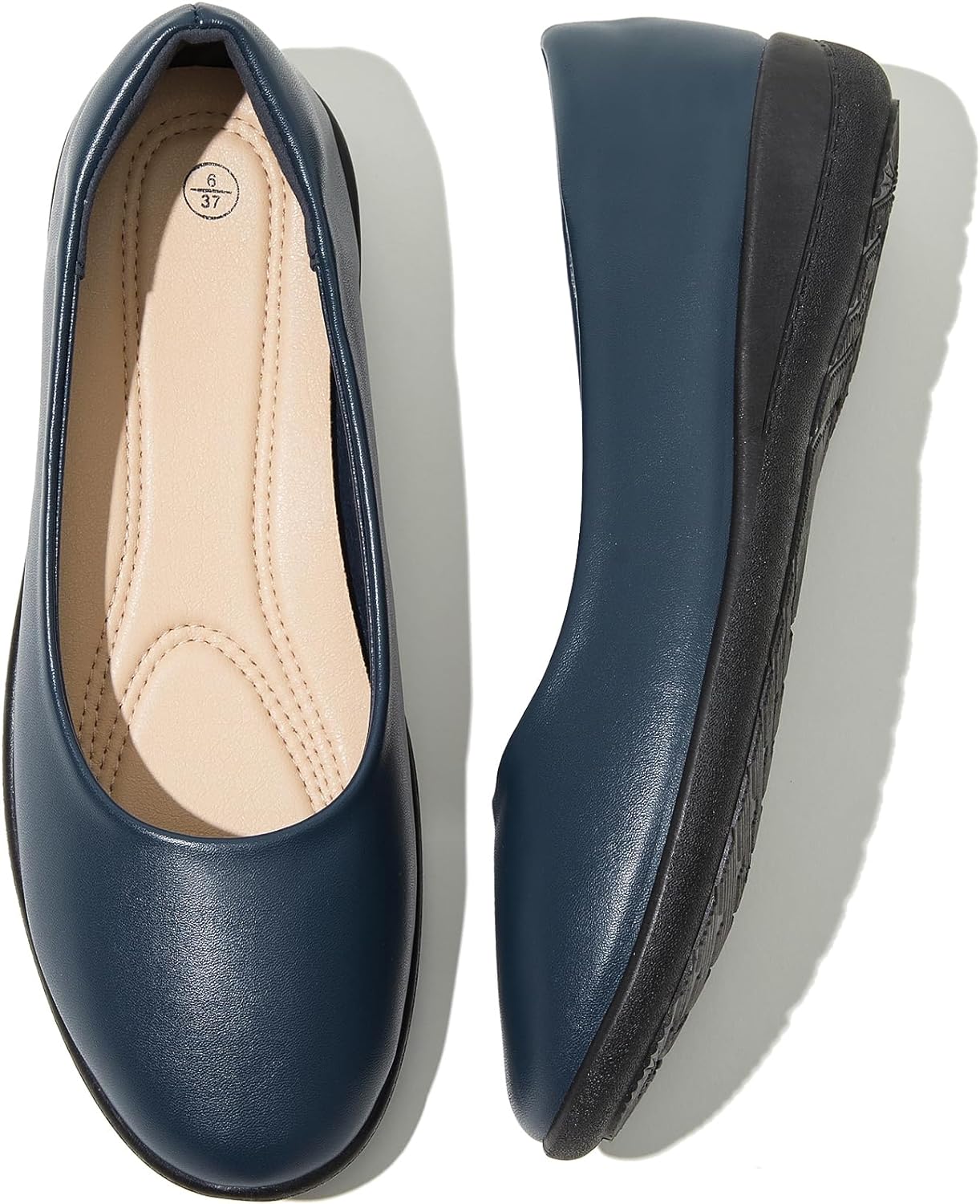 Women's Flats Comfortable Black Flats Shoes Women Round Toe Ballerina Flats Leather Dress Shoes Work Flats for Office